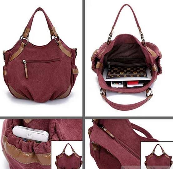 Canvas Shoulder Bag Sea Blue K8954