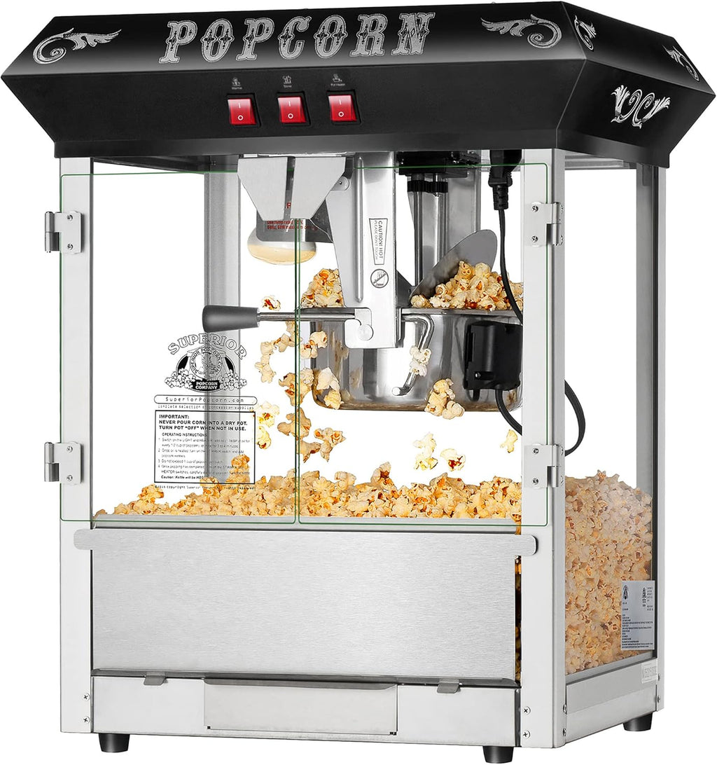 Black 8 Ounce Popcorn Machine Q14633