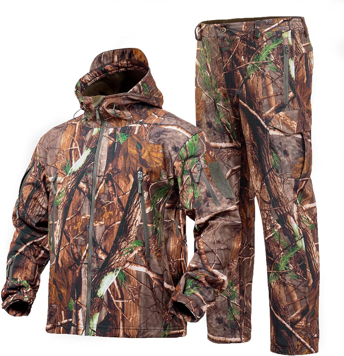Camouflage Hunting Hoodie Jacket and Pants Windproof Coat D81619