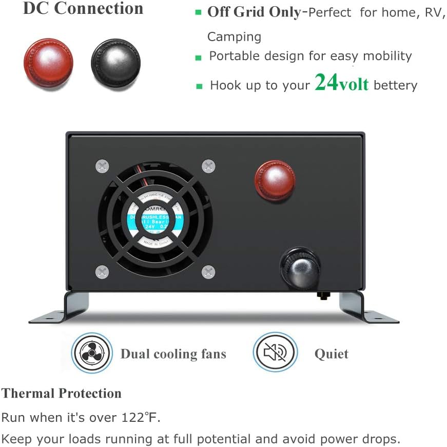 500W Pure Sine Wave Power Inverter 24V to 110V AC Converter U679