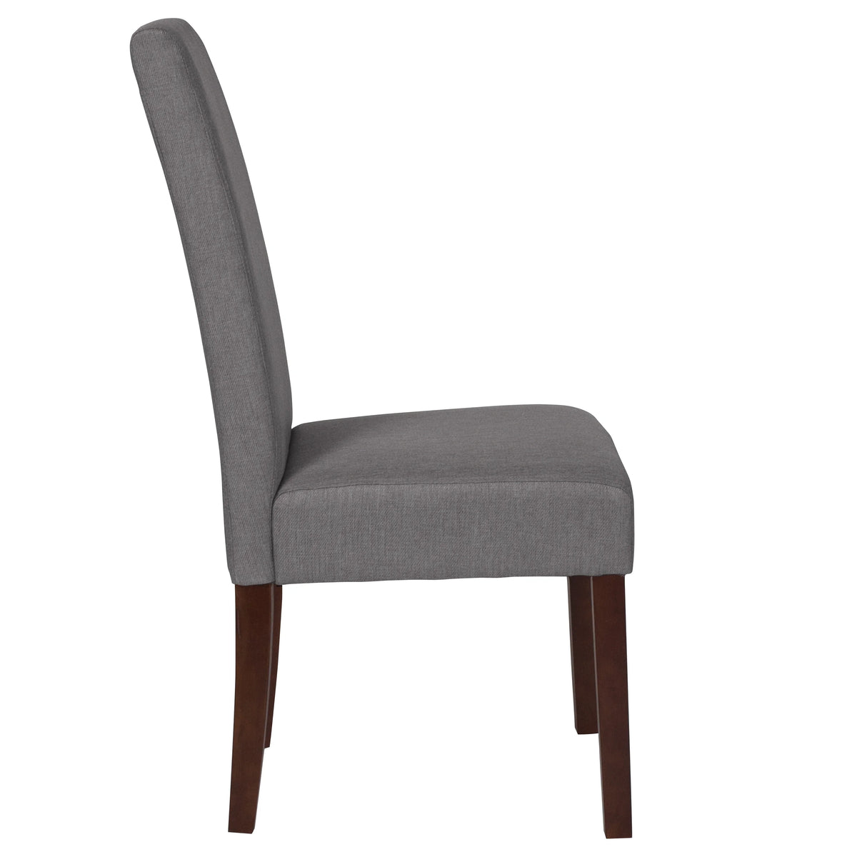 Light Gray Fabric Parsons Chair with Mahogany Legs L655