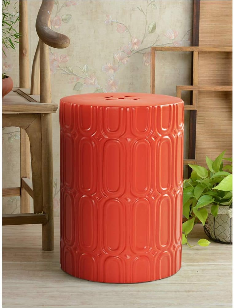 Orange Ceramic Garden Stool Side Table E7645