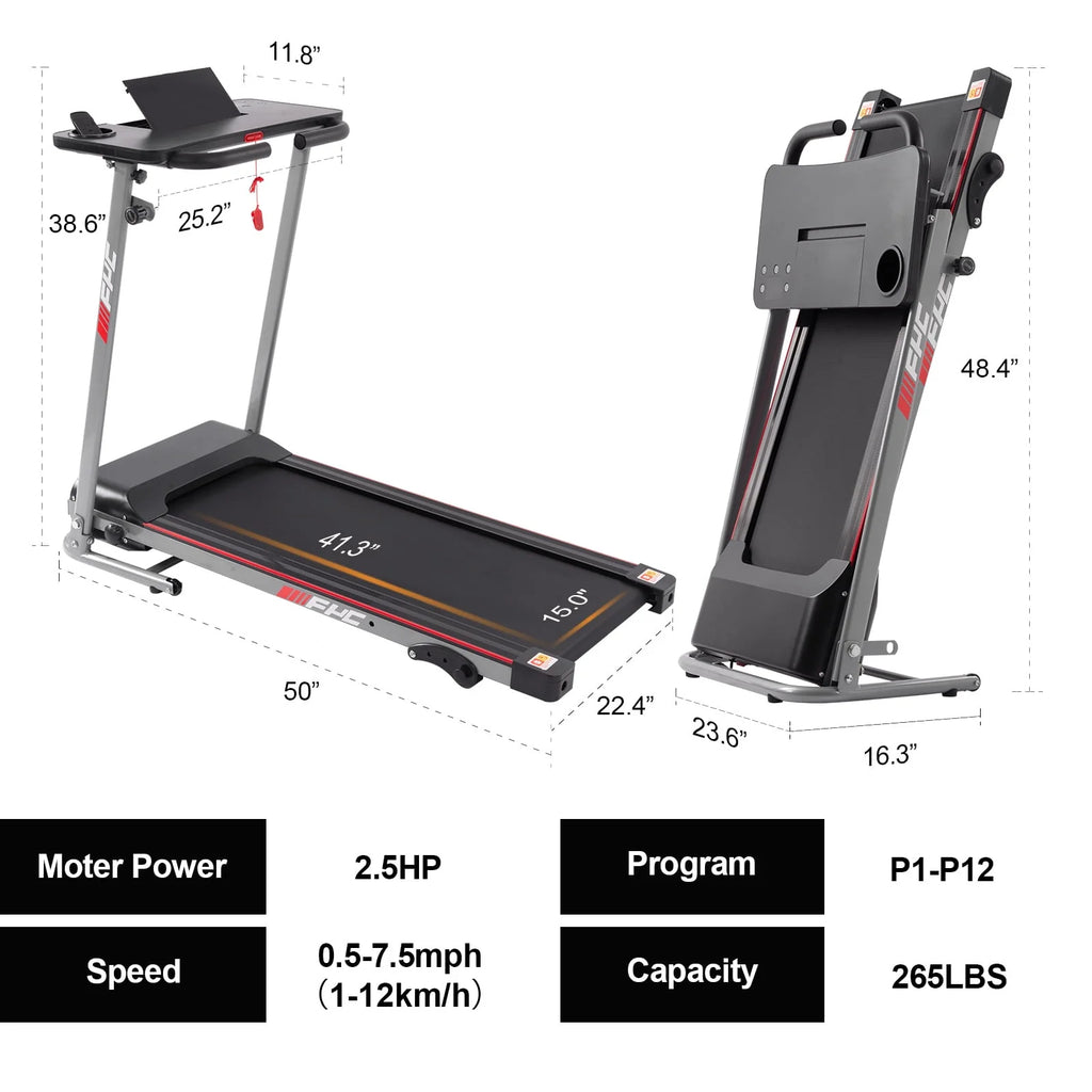 Folding Treadmill with Desk Electric Treadmill N586