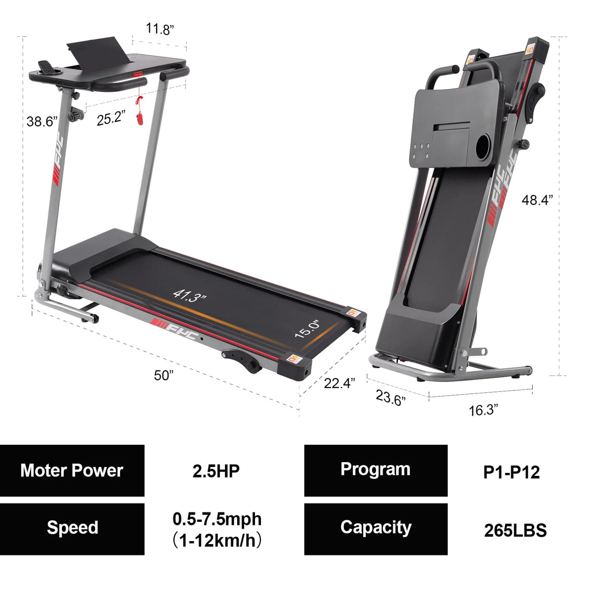 Folding Treadmill with Desk Electric Treadmill N586