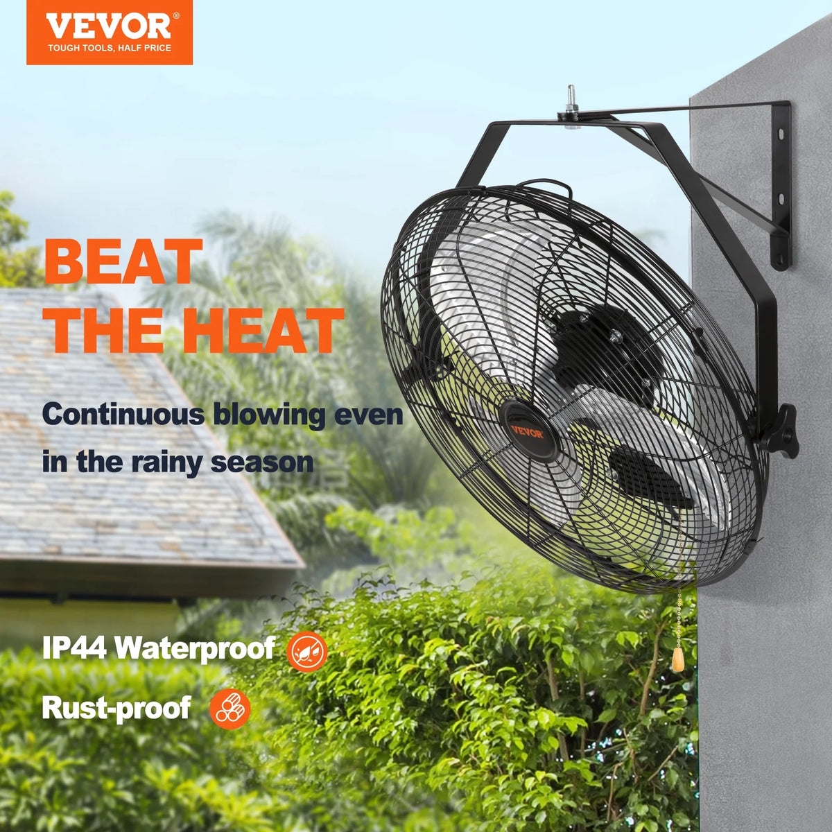 Wall Mount Oscillating Fan 17.6'' 3 Speed Waterproof I80270