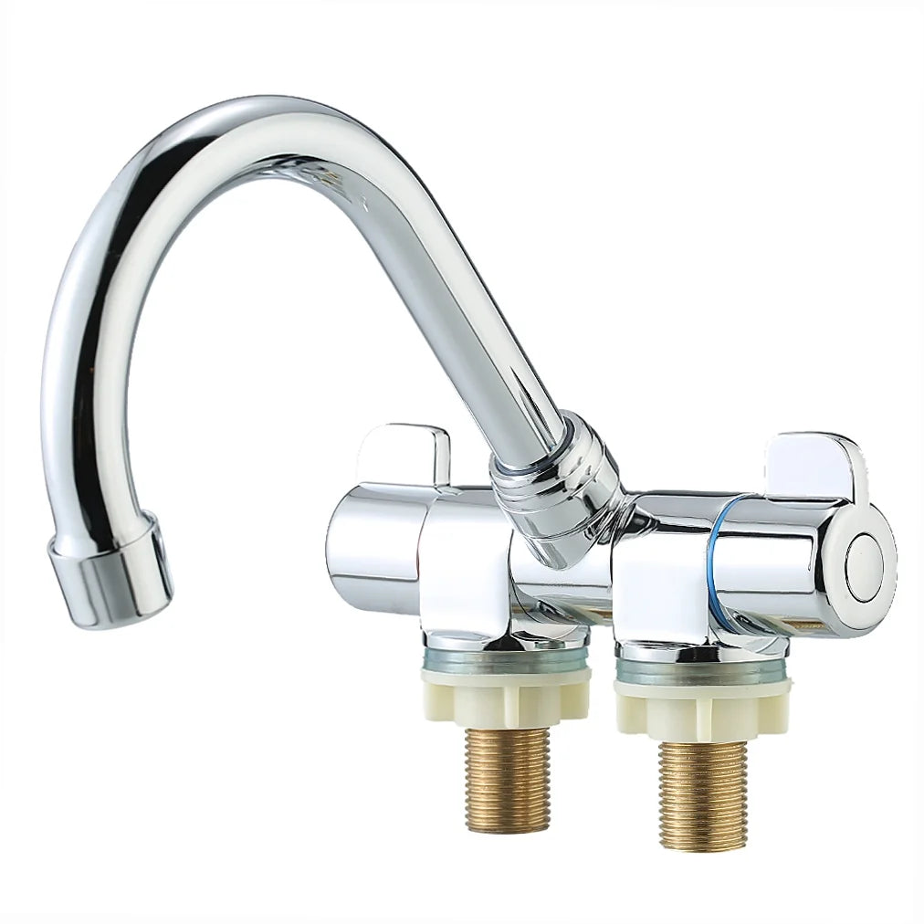 Foldable RV Rotating Two Handle Deck/Wall Mounted Kitchen Hot and Cold Water Mixer Tap I34829