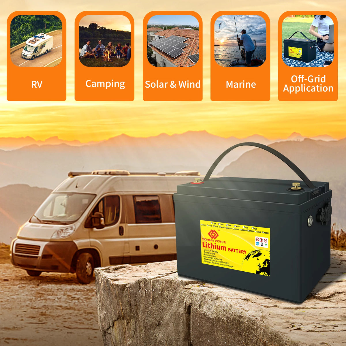 12V 100Ah LiFePO4 Lithium Battery with 100A BMS J63256
