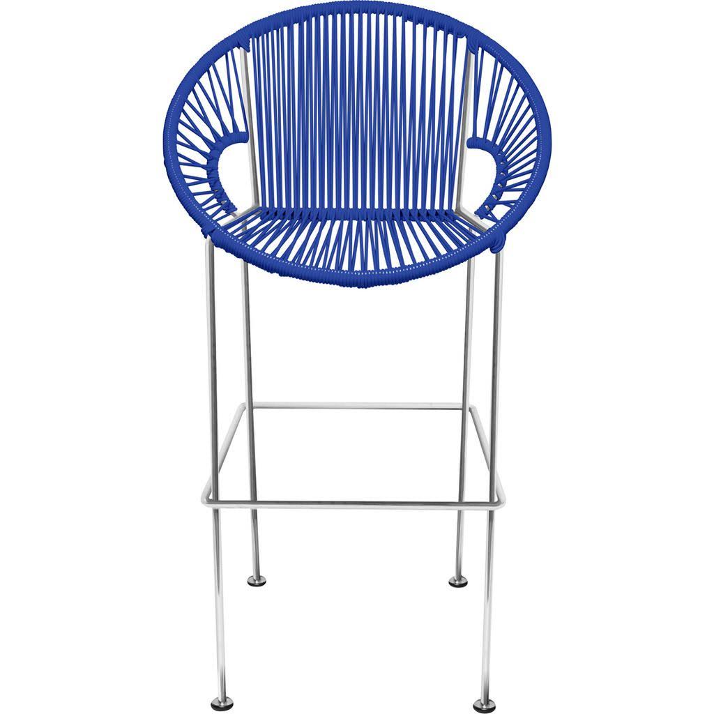 Chrome Frame Deep Blue Bar Height Stool O850