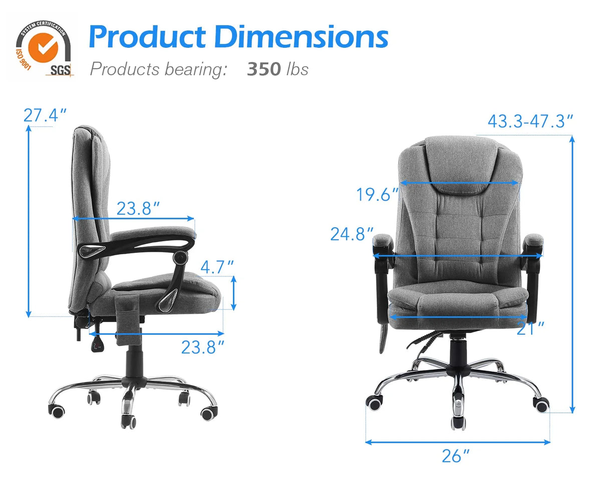 Grey Ergonomic Reclining Office Chair Z19283