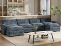 3 Seats L-Shaped Sectional Sofa with Movable Ottoman S74685