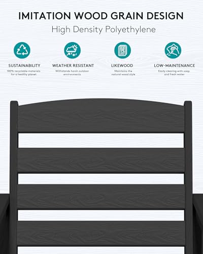 5 Pieces HDPE Adirondack Bar Chairs Set with Bar Pub Table, Black T9406