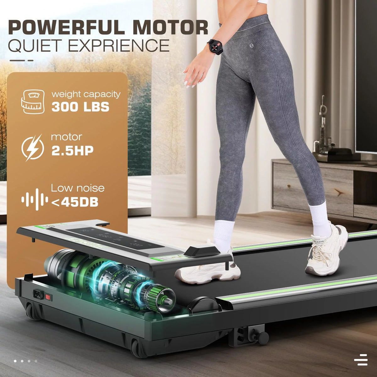 Under Desk Treadmill with Remote Control, Black H4227