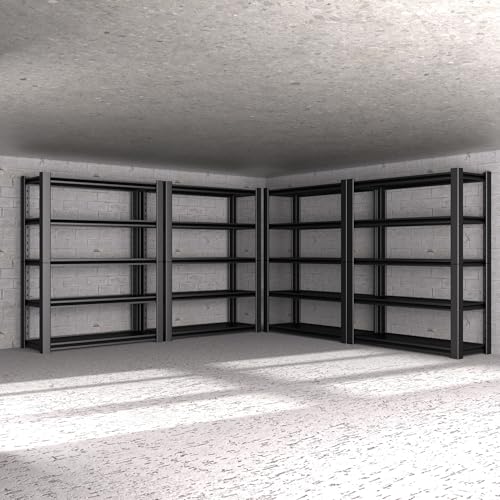 5-Tier Heavy Duty Garage Shelving Unit, 3000 LBS Capacity Metal Storage Rack 72" H x 48" W x 20" D, Adjustable Steel Shelves I7812