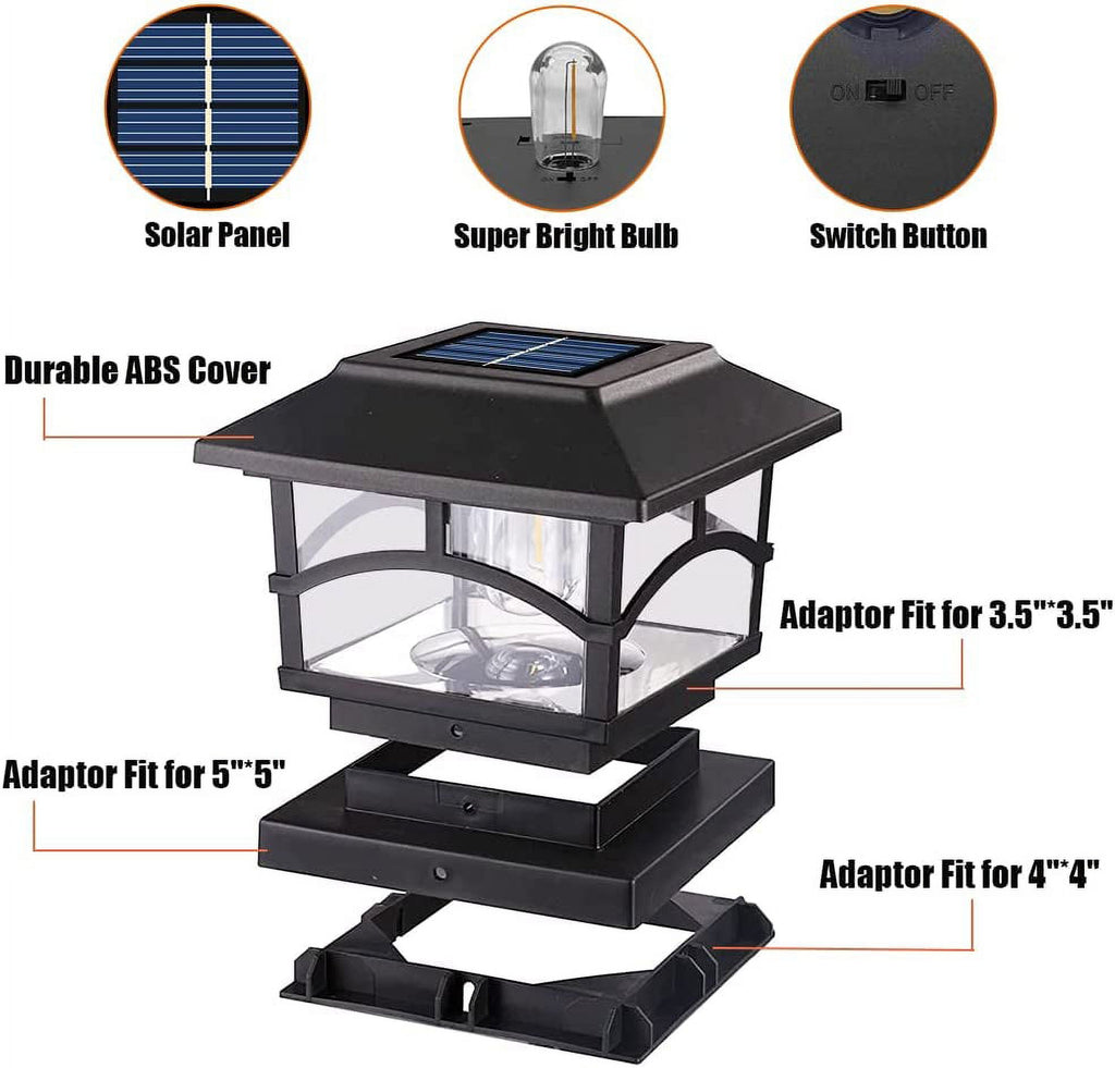 Solar Post Lights LED Waterproof Deck Fence Cap Lights 6 Pack H228323