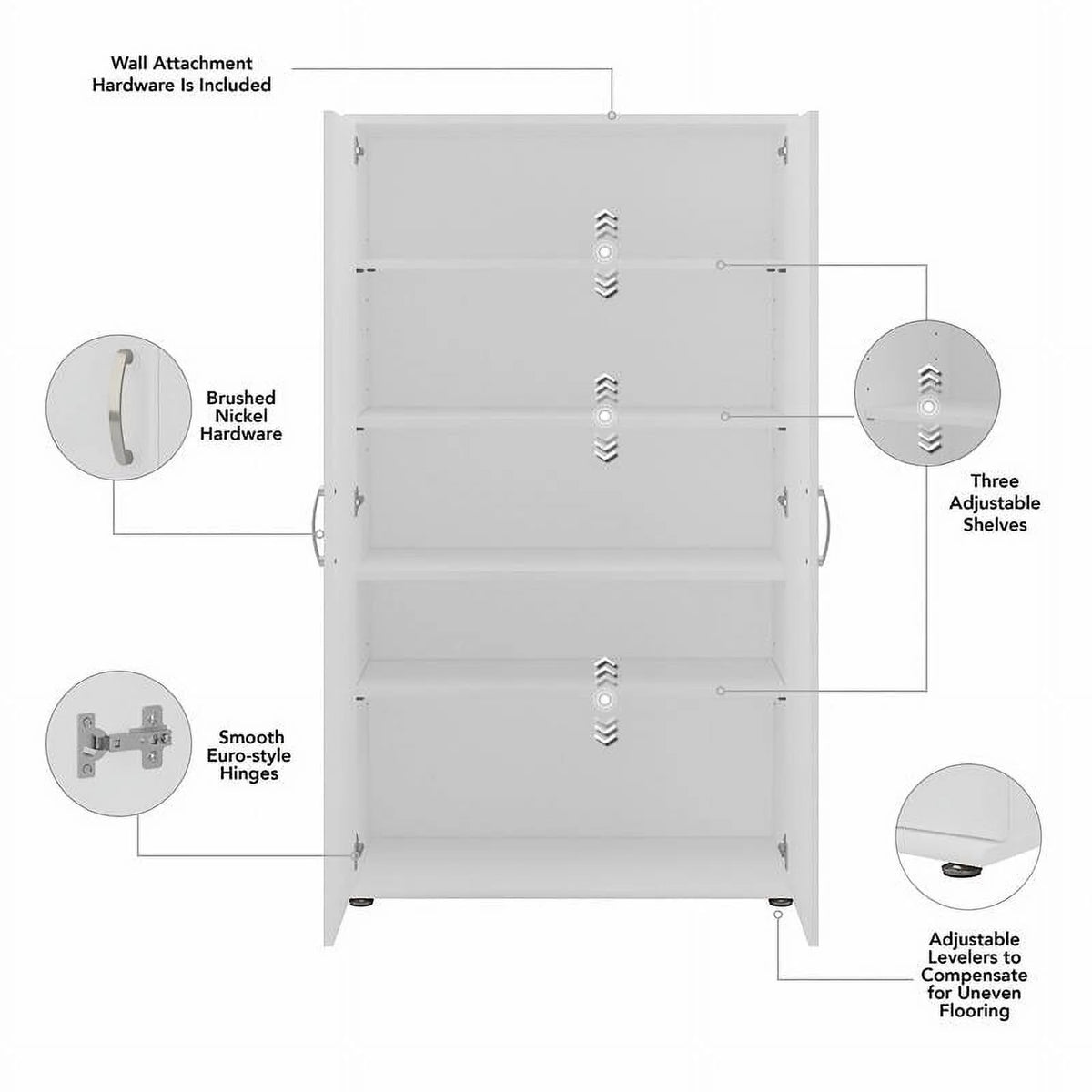 Tall White Linen Cabinet with Doors Z85543
