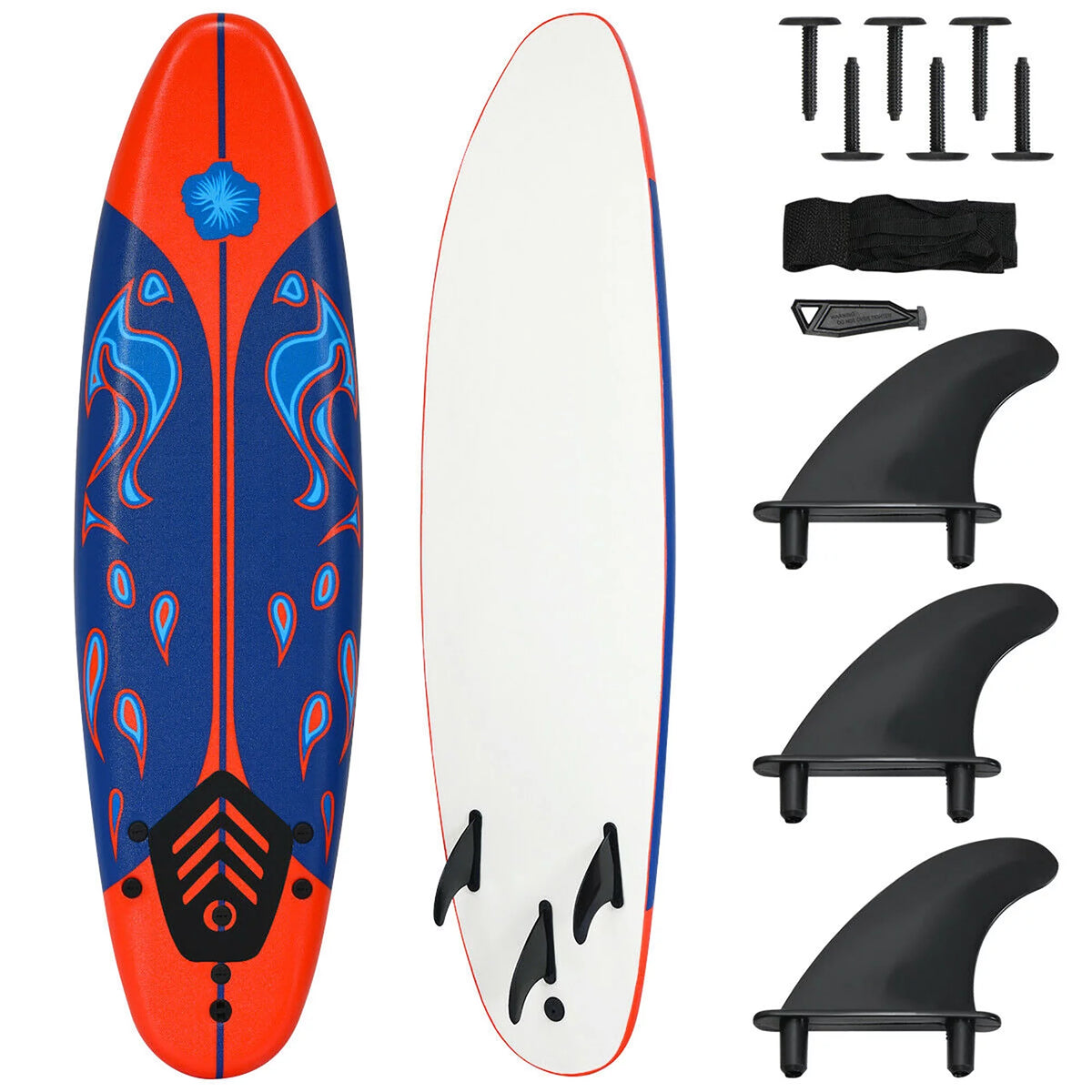 6' Foamie Body Surfing Board with 3 Fins & Leash O37640