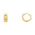 Solid 14k Yellow Gold Small Huggie Hoop Earrings Diamond Cut 7 x 5 mm E19771