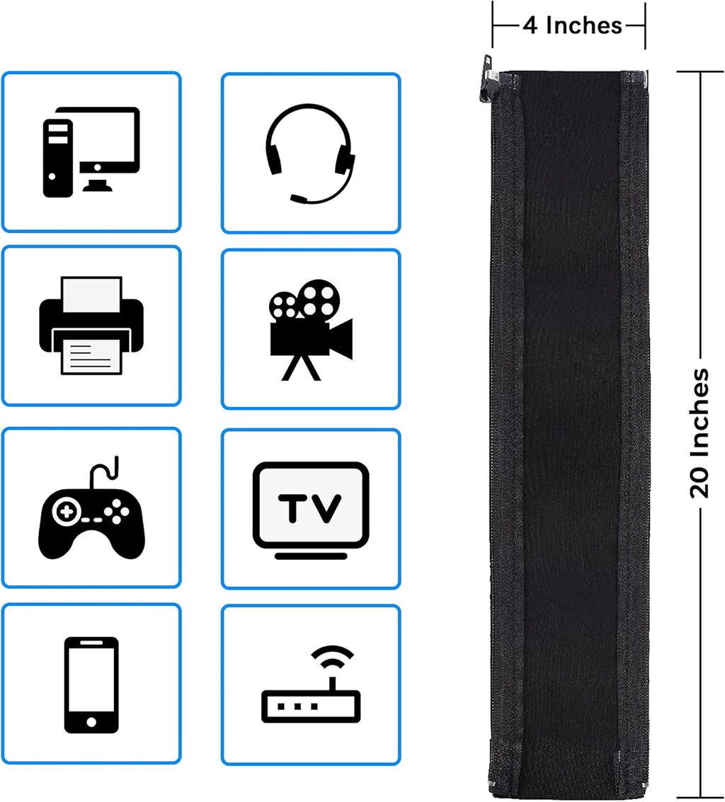 Cable Management Protection Sleeves with Reusable Cable Ties and Name Sticker R349