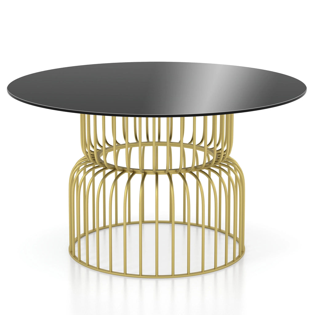 Round Metal Dining Table 4-Seater with Gold Base K592