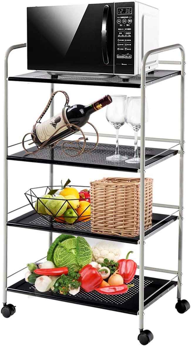 Rolling Steel Storage Cart with Lockable Wheels S374996
