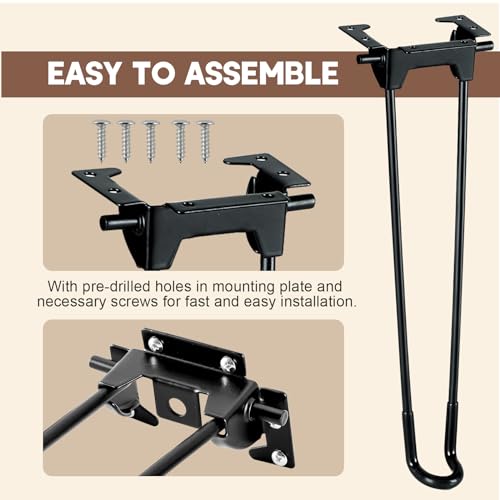 Black 16.5 inch Heavy Duty Metal Folding Table Legs with Mounting Screw Z711628