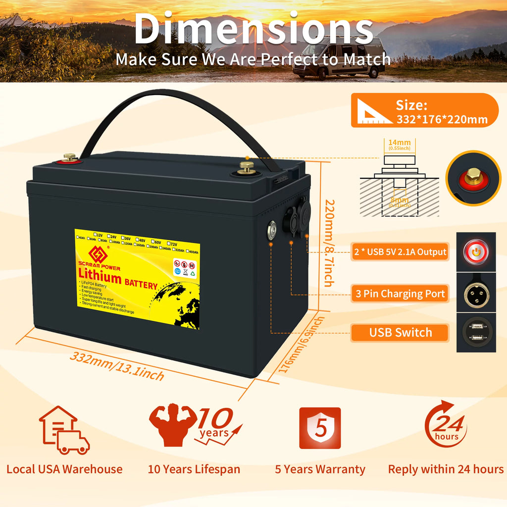 12V 100Ah LiFePO4 Lithium Battery with 100A BMS J63256