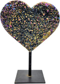 Titanium Quartz Druzy Heart on Stand I4090