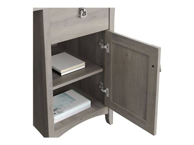 L Shaped Desk with Lateral File Cabinet and 5 Shelf Bookcase, Driftwood Gray M412904