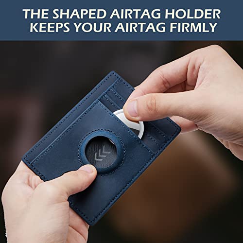 Slim Minimalist Crazy Horse Leather Airtag Card Wallet (Black) Z55478