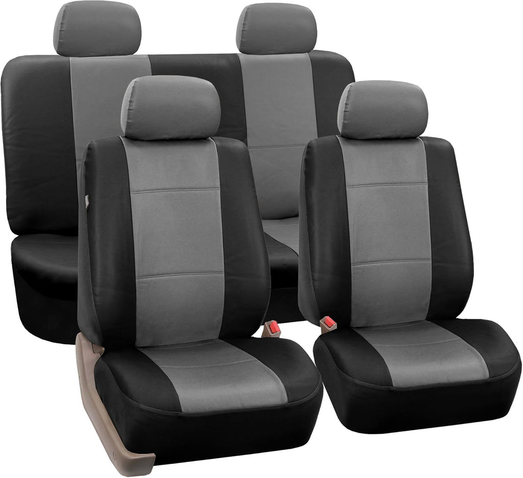 Black Faux Leather Automotive Seat Covers Set of 2 D92623