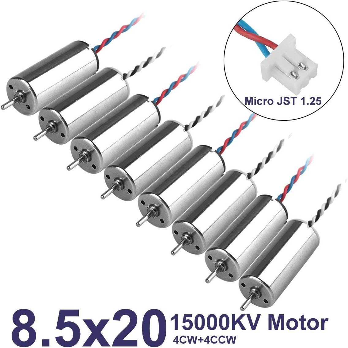 8pcs 8.5x20mm 15000KV Brushed Coreless Motor with JST-1.25 Connector W240