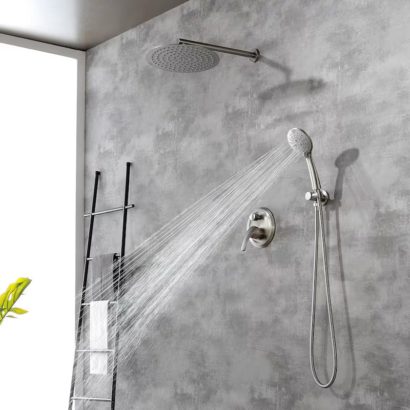 Wall Mount Dual Shower Heads with Valve in Brushed Nickel B866813