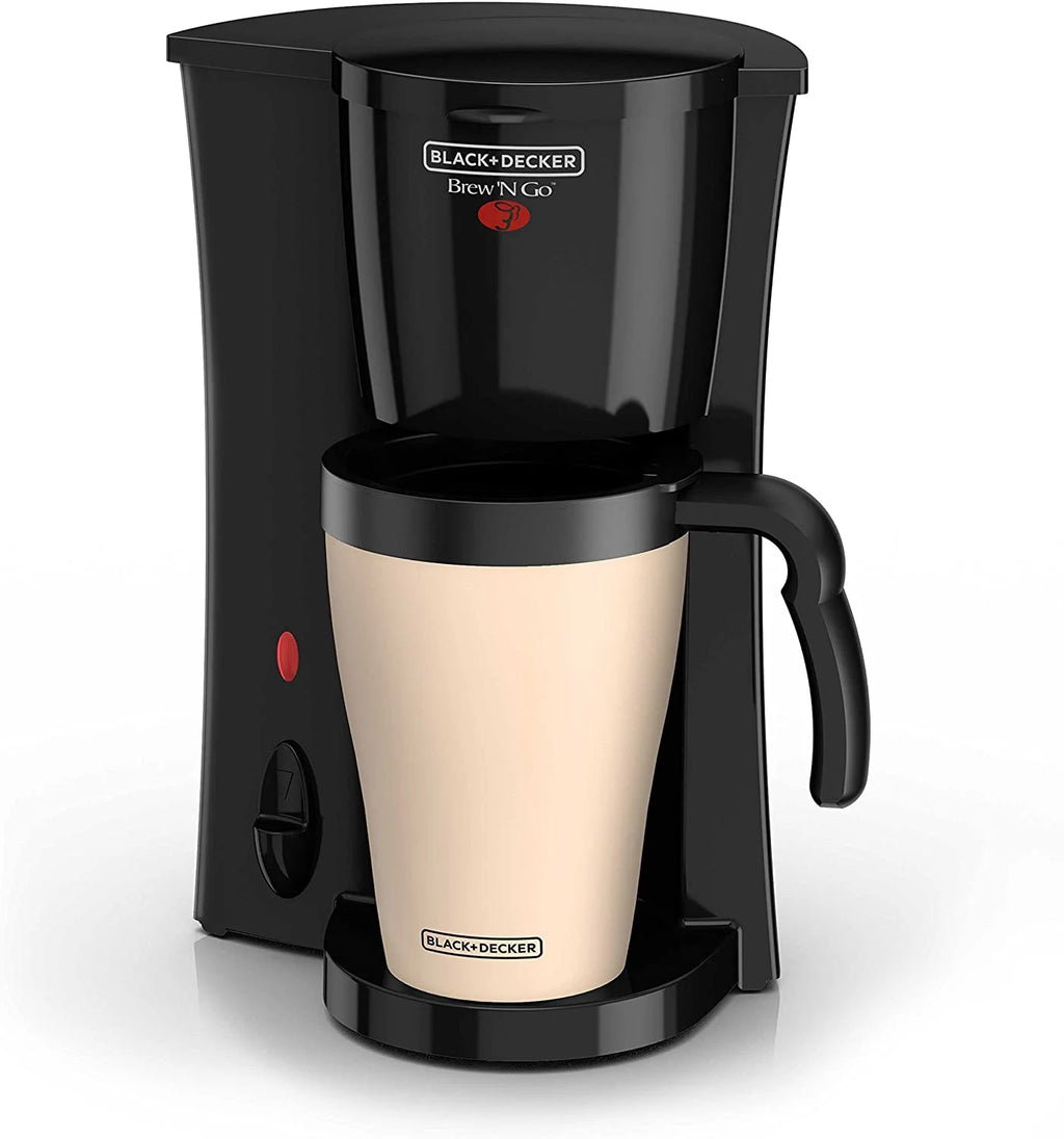 Personal Coffeemaker with Travel Mug, Black/Beige S559