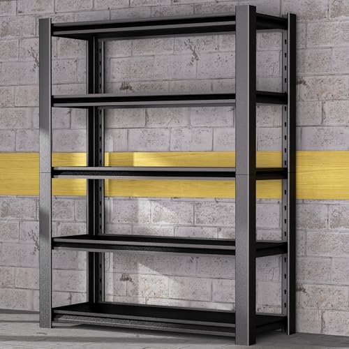 5-Tier Heavy Duty Garage Shelving Unit, 3000 LBS Capacity Metal Storage Rack 72" H x 48" W x 20" D, Adjustable Steel Shelves I7812