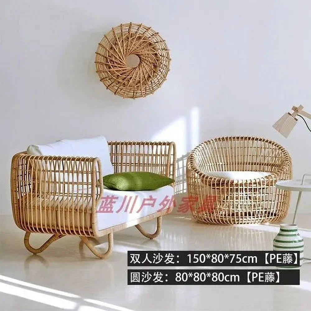 Outdoor Sofa Single Natural Rattan Woven I12983