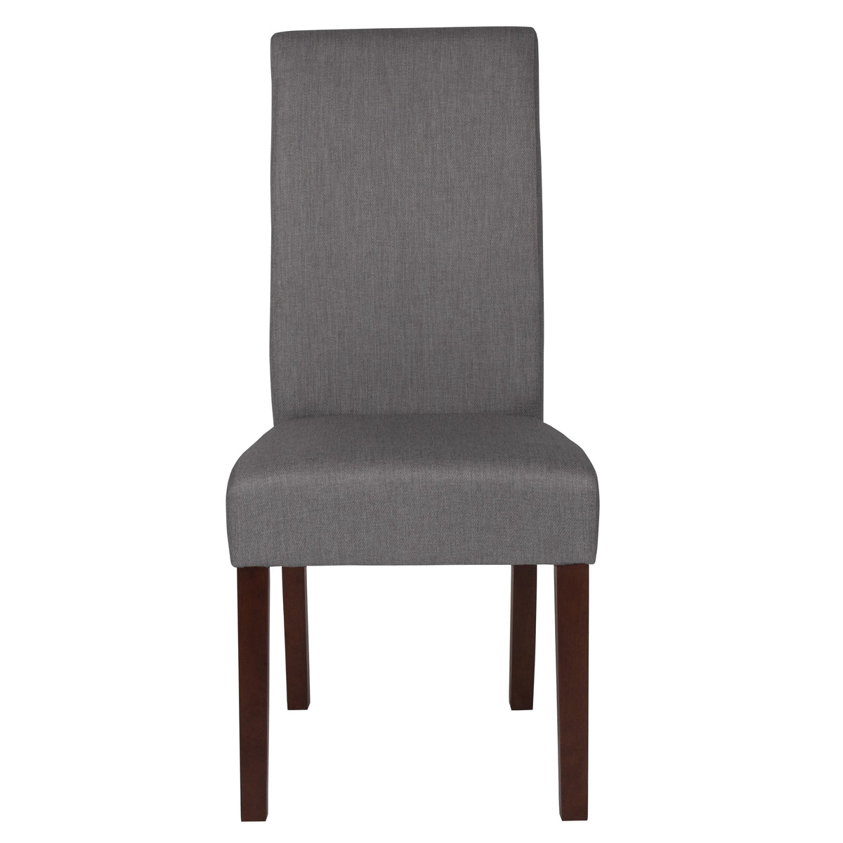 Light Gray Fabric Parsons Chair with Mahogany Legs L655