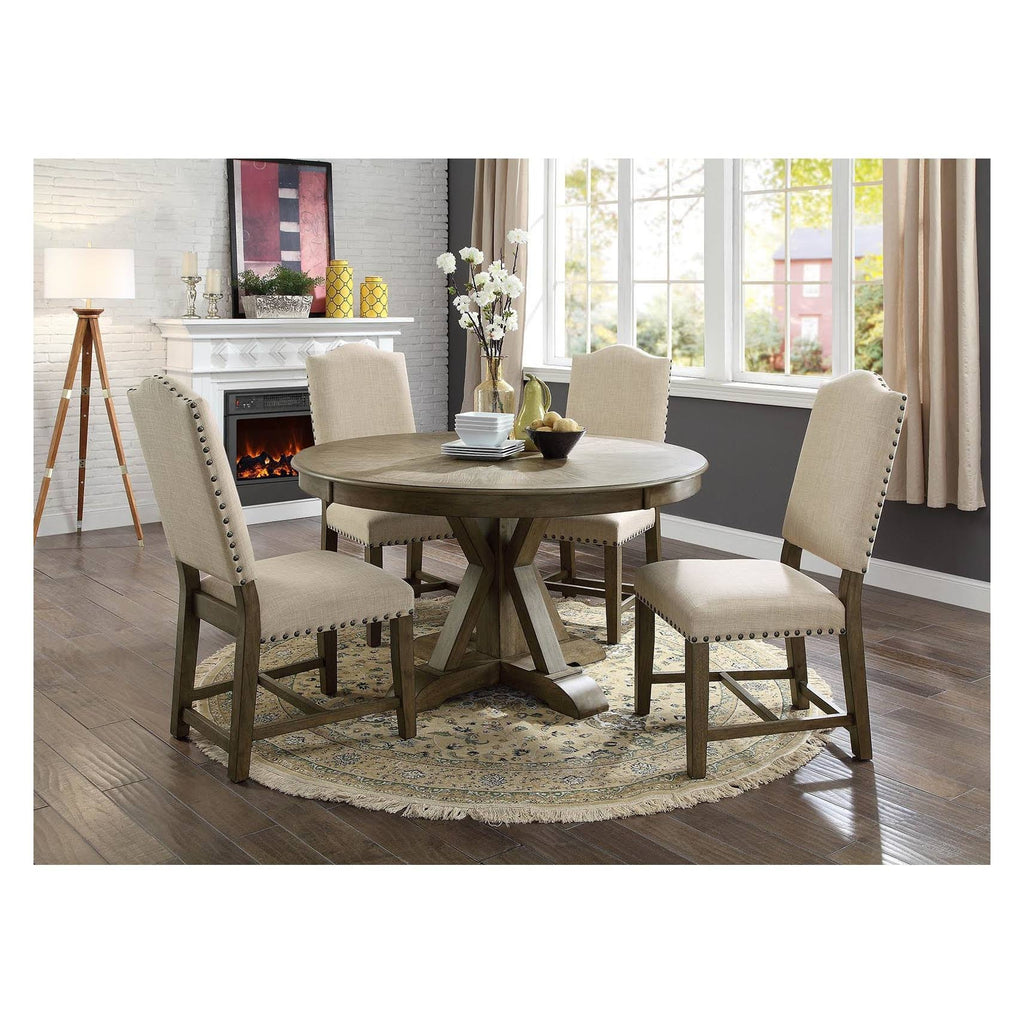 Set of 2 Fabric Dining Chair Light Oak A76505
