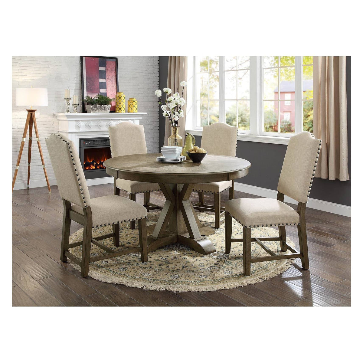 Set of 2 Fabric Dining Chair Light Oak A76505