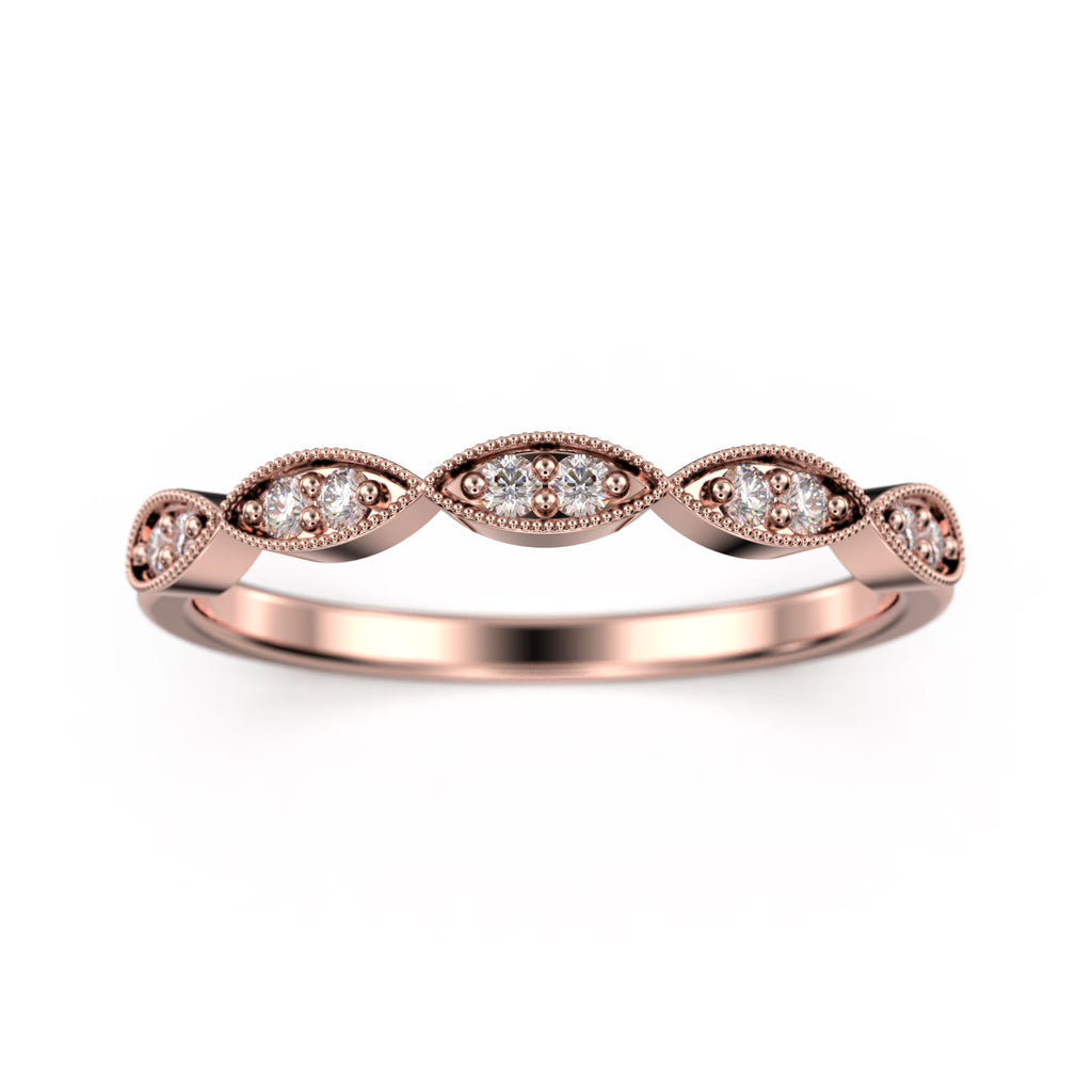 18K Rose Gold Over Silver Diamond Ring M522