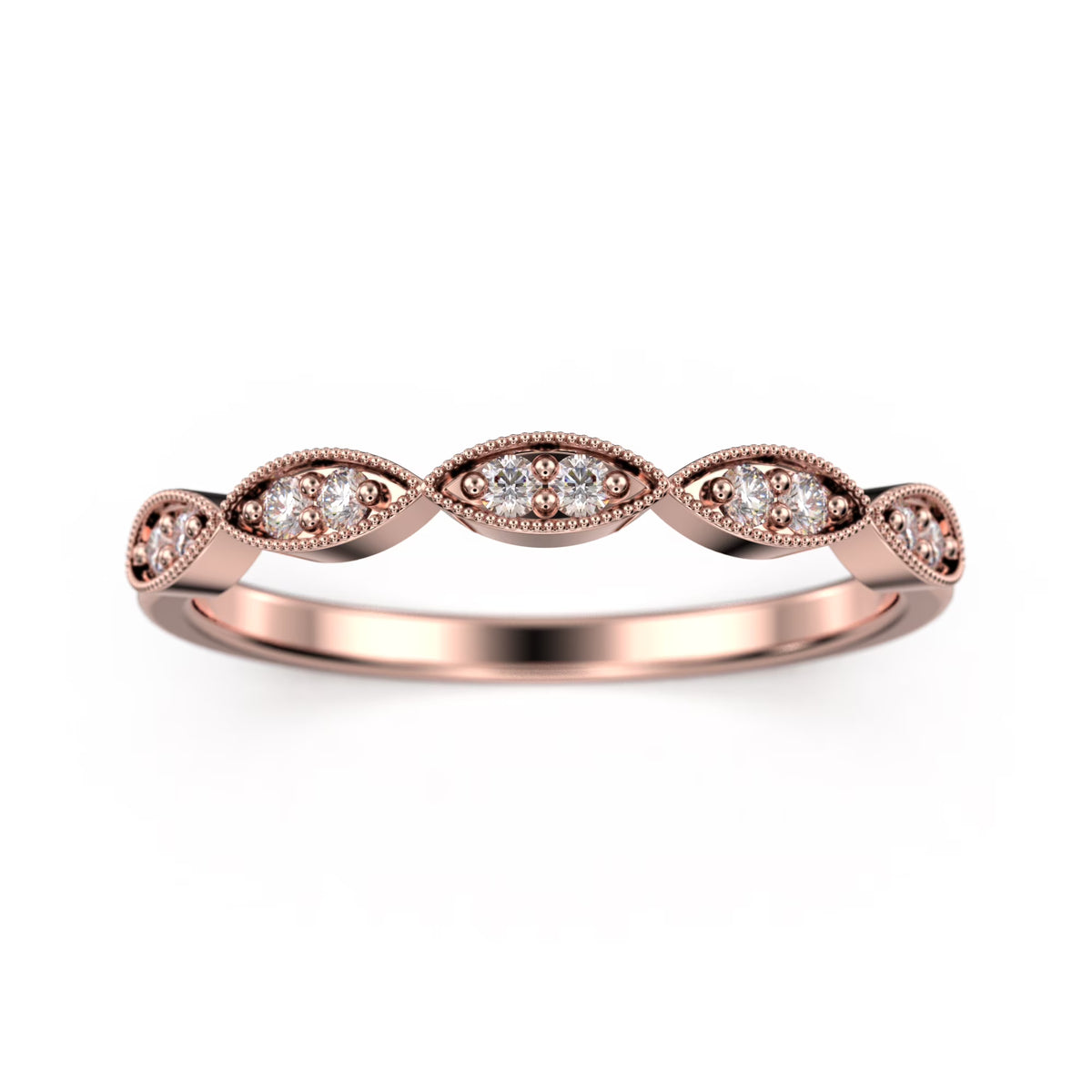 18K Rose Gold Over Silver Diamond Ring M522