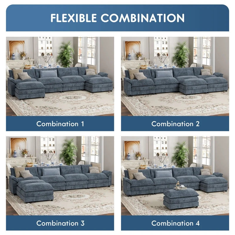 3 Seats L-Shaped Sectional Sofa with Movable Ottoman S74685