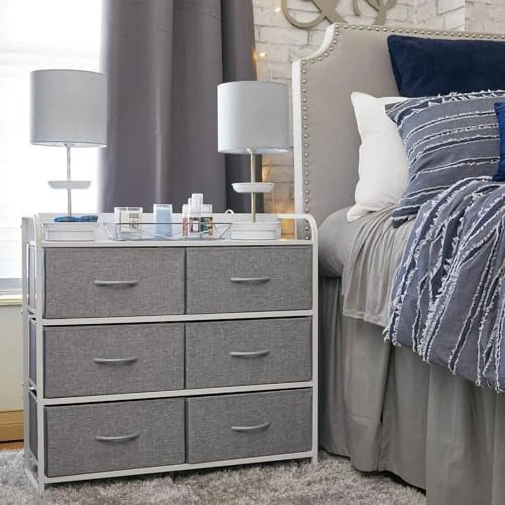 Grey 6 Drawer Dresser with Outlet and USB Ports E72172