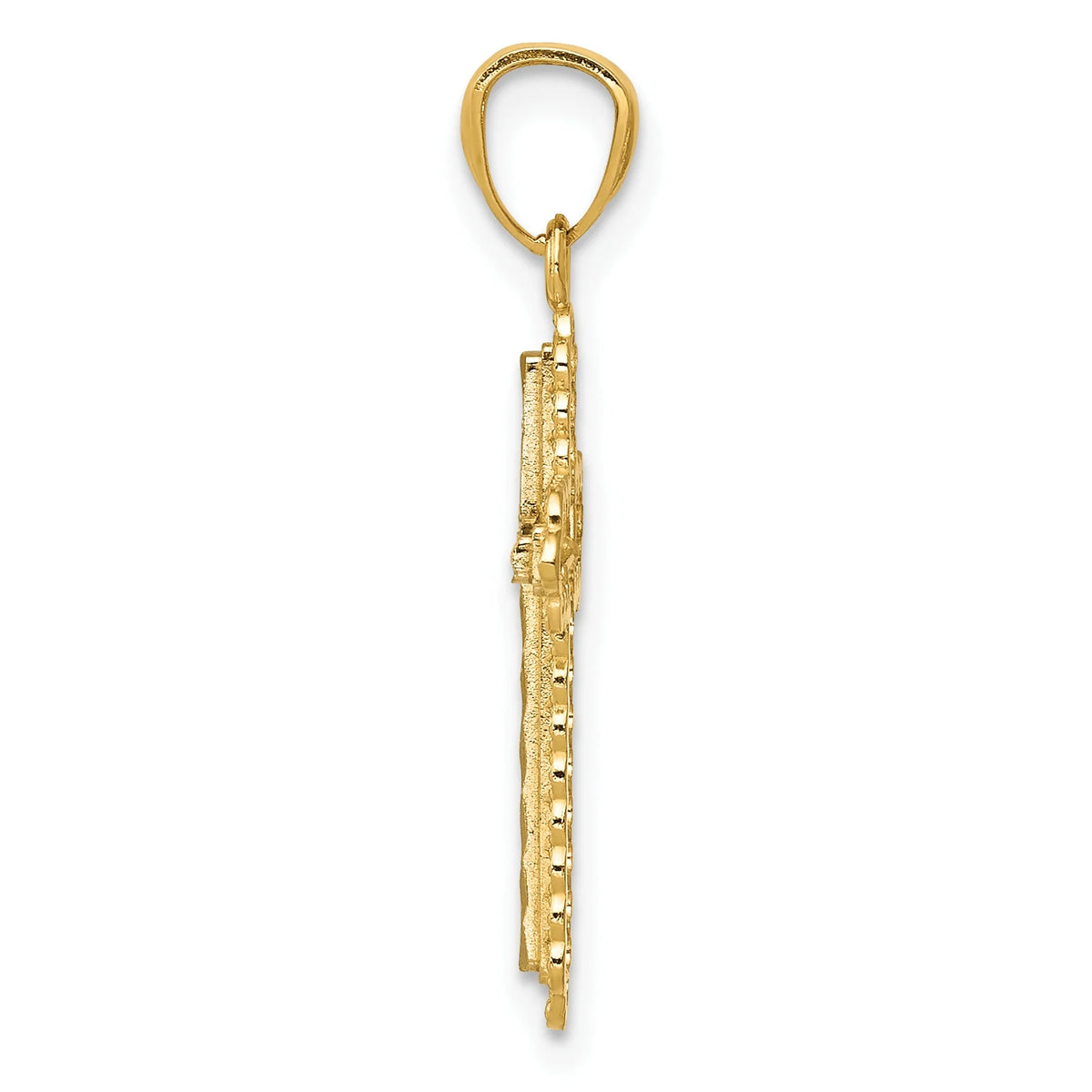 14K Two-Tone Gold Rhodium Plated Diamond Cut Cross Pendant with 14K Yellow Gold Rope Chain 16" H473744