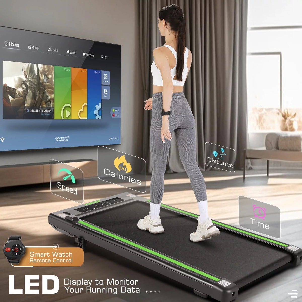 Under Desk Treadmill with Remote Control, Black H4227