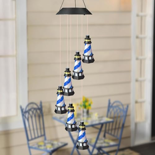 Blue Solar Lighthouse Wind Chimes Z3660