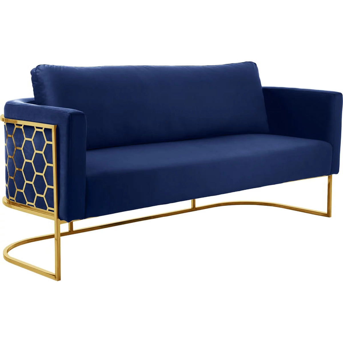 Navy Velvet Sofa with Gold Metal Base G43645