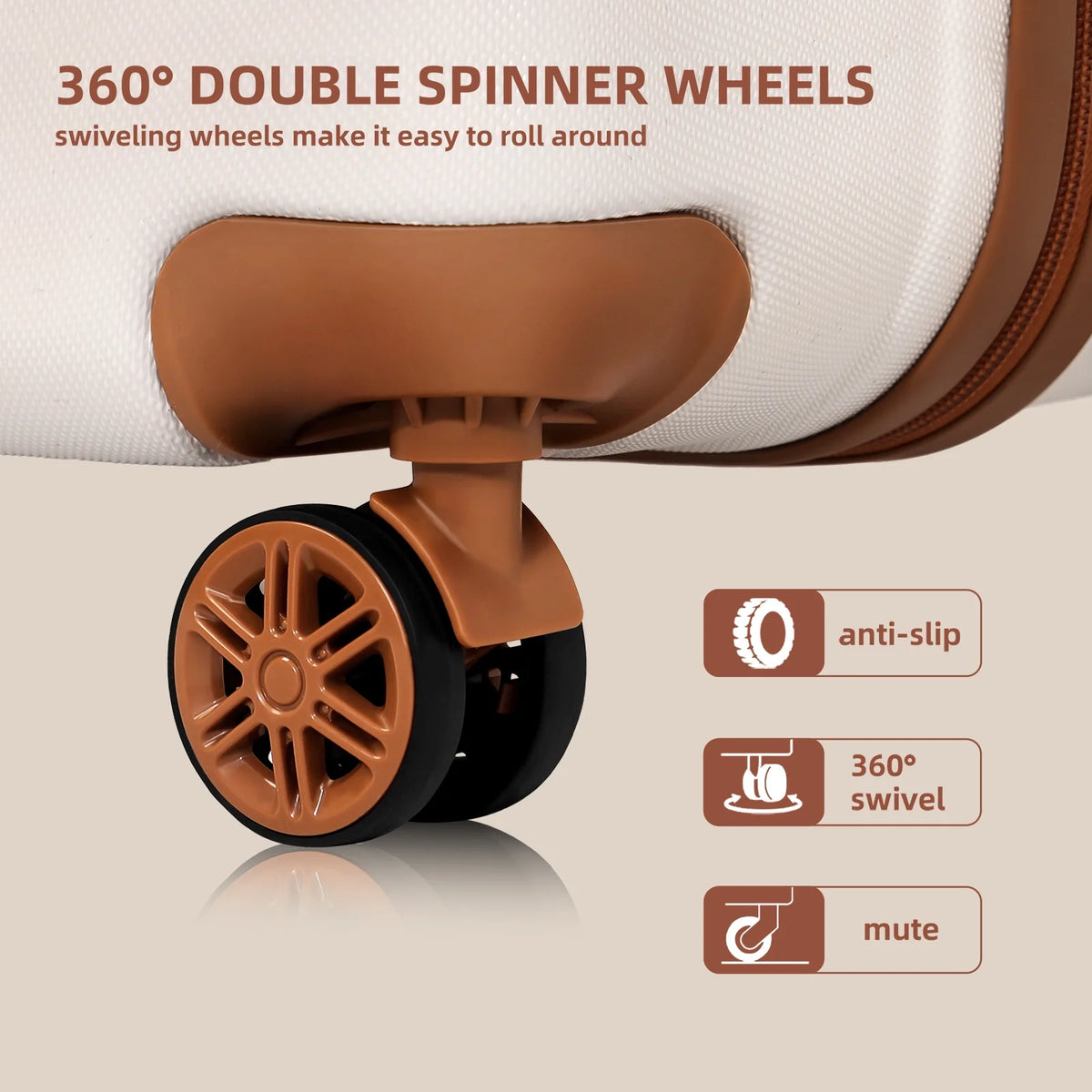 3 Piece Expandable ABS Hardshell Luggage Set Spinner Wheel Suitcase TSA Lock White Brown 20/24/28 Inch A330