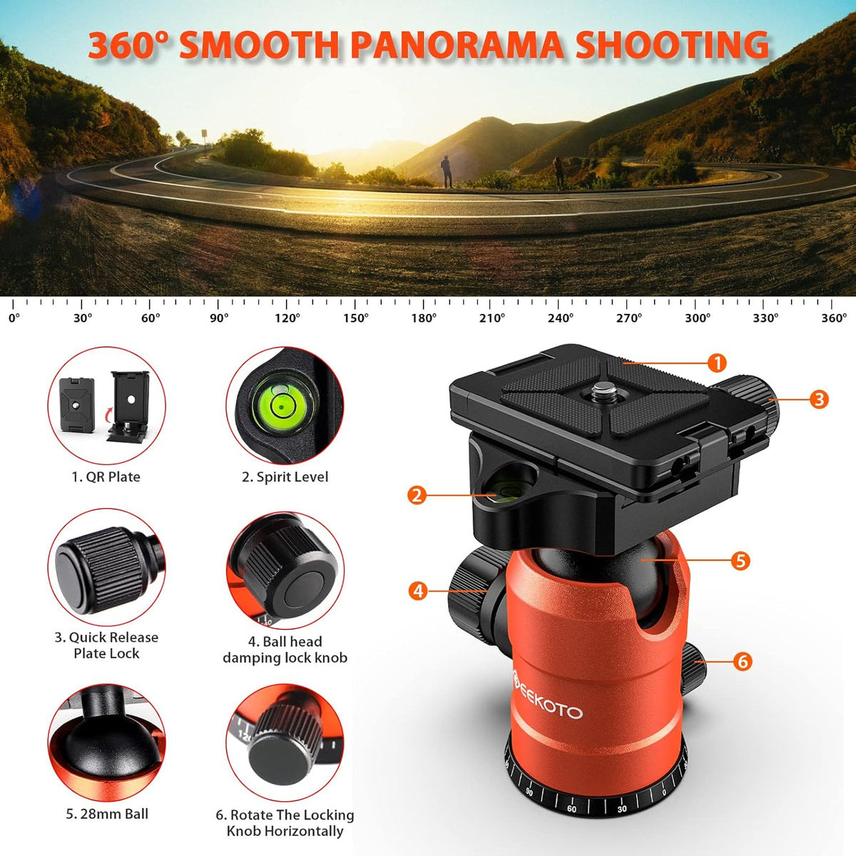 Compact Aluminum Camera Tripod with 360 Degree Ball Head V8610