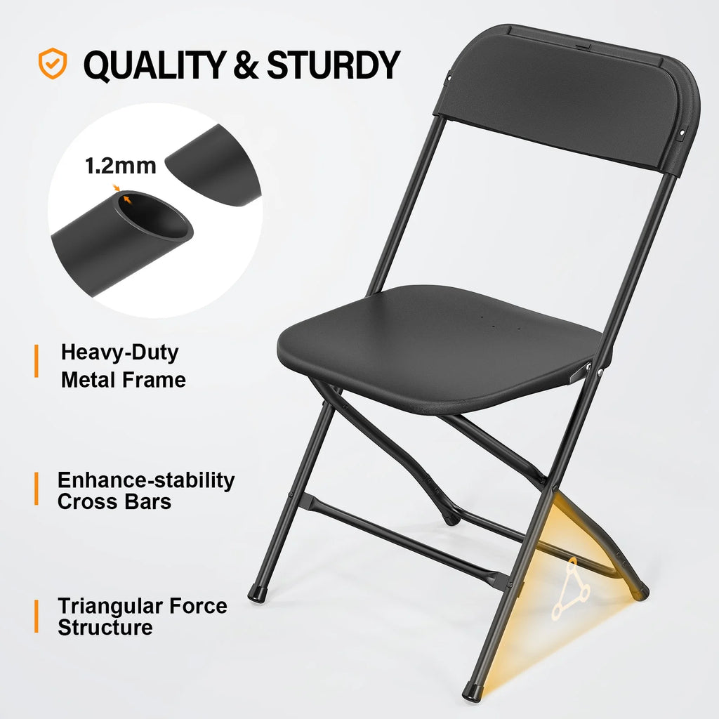 Black Plastic Folding Chair with Steel Frame X574941