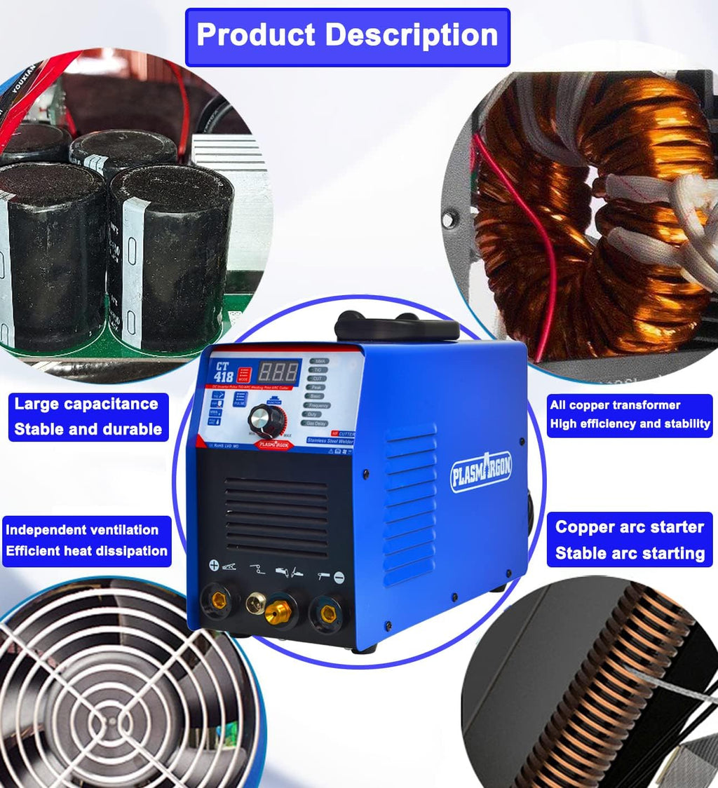 3 in 1 Plasma Cutter TIG Stick Welder, 180A Pulse TIG/Arc Welding, 40A Plasma Cutting, 110/220V Dual Voltage Z6283